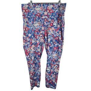 Fabletics Pure Lux High Waisted Women's Floral Pink Blue Leggings 3XL